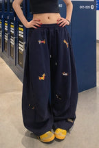 Embroidered Wide Leg Sweatpants