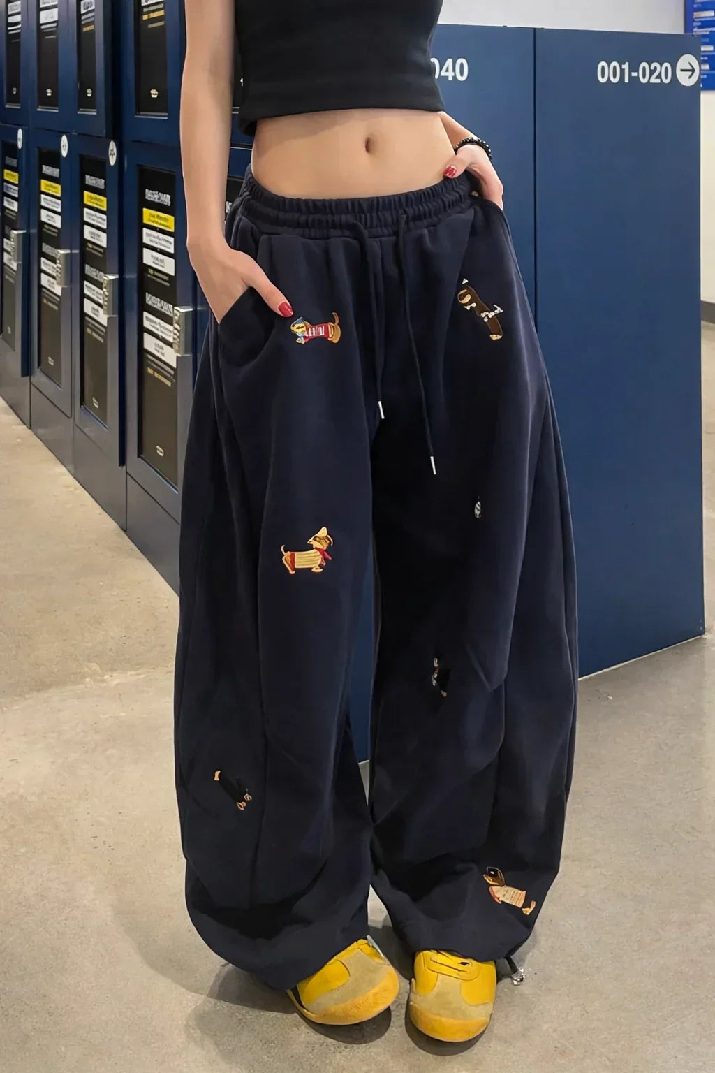 Embroidered Wide Leg Sweatpants