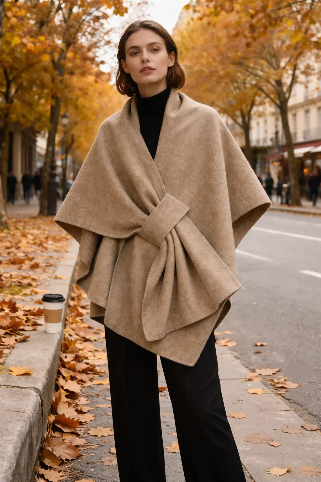Elegant Knit Shawl Cape