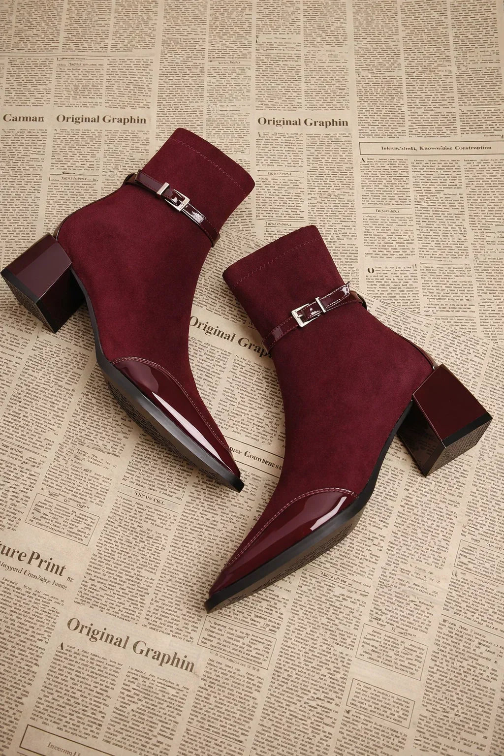 Alven Patchwork Ankle Boots