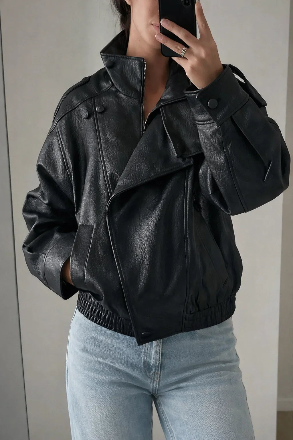 Faux Leather Moto Jacket