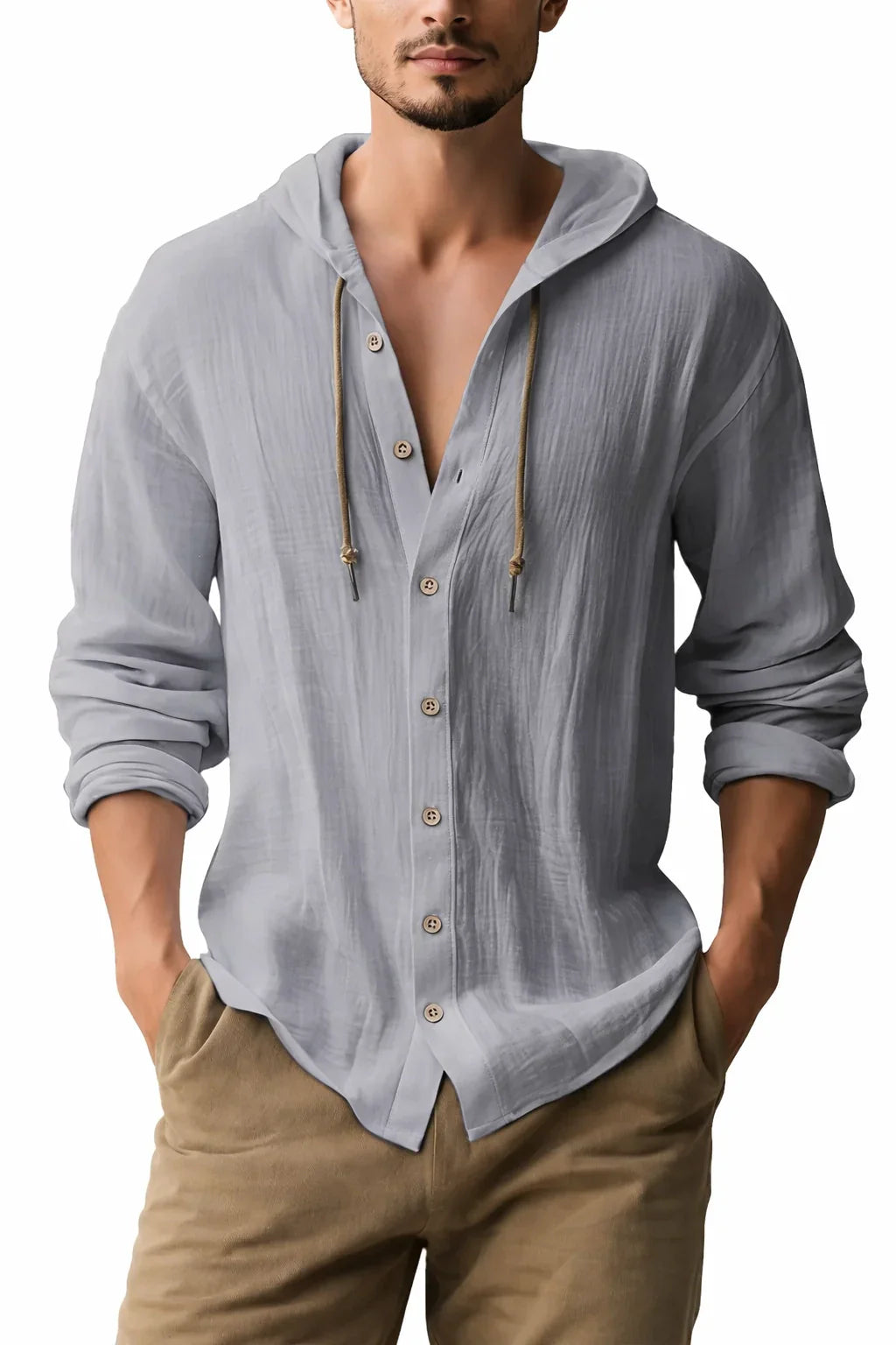 Coastal Linen Hooded Shirt