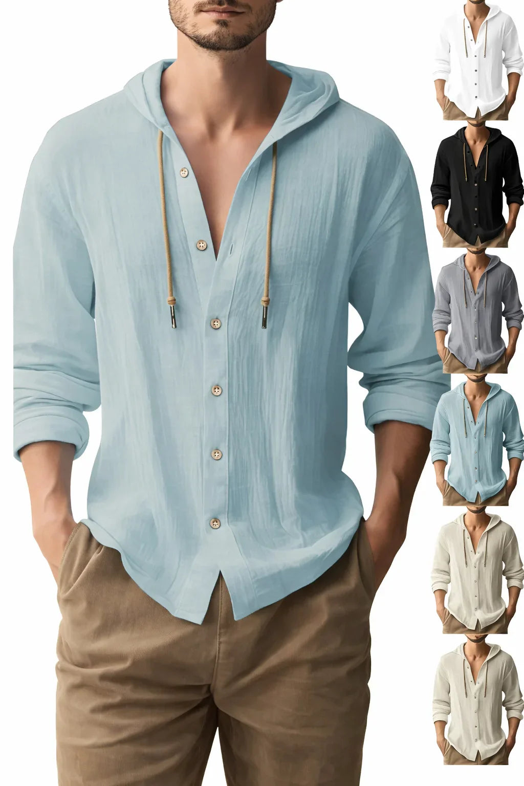 Coastal Linen Hooded Shirt