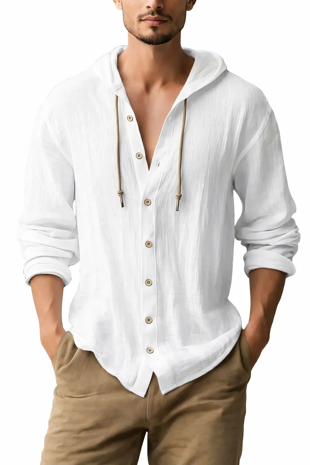 Coastal Linen Hooded Shirt