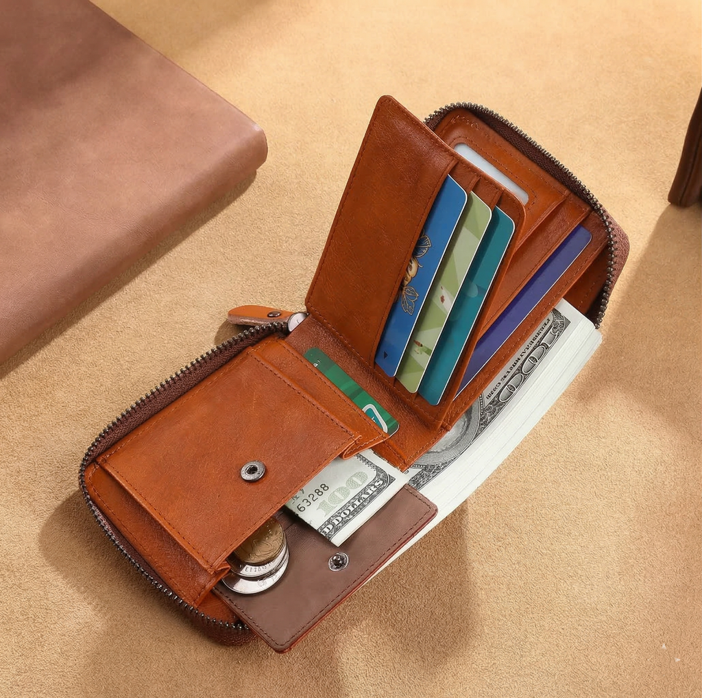 Leather Zipper Wallet