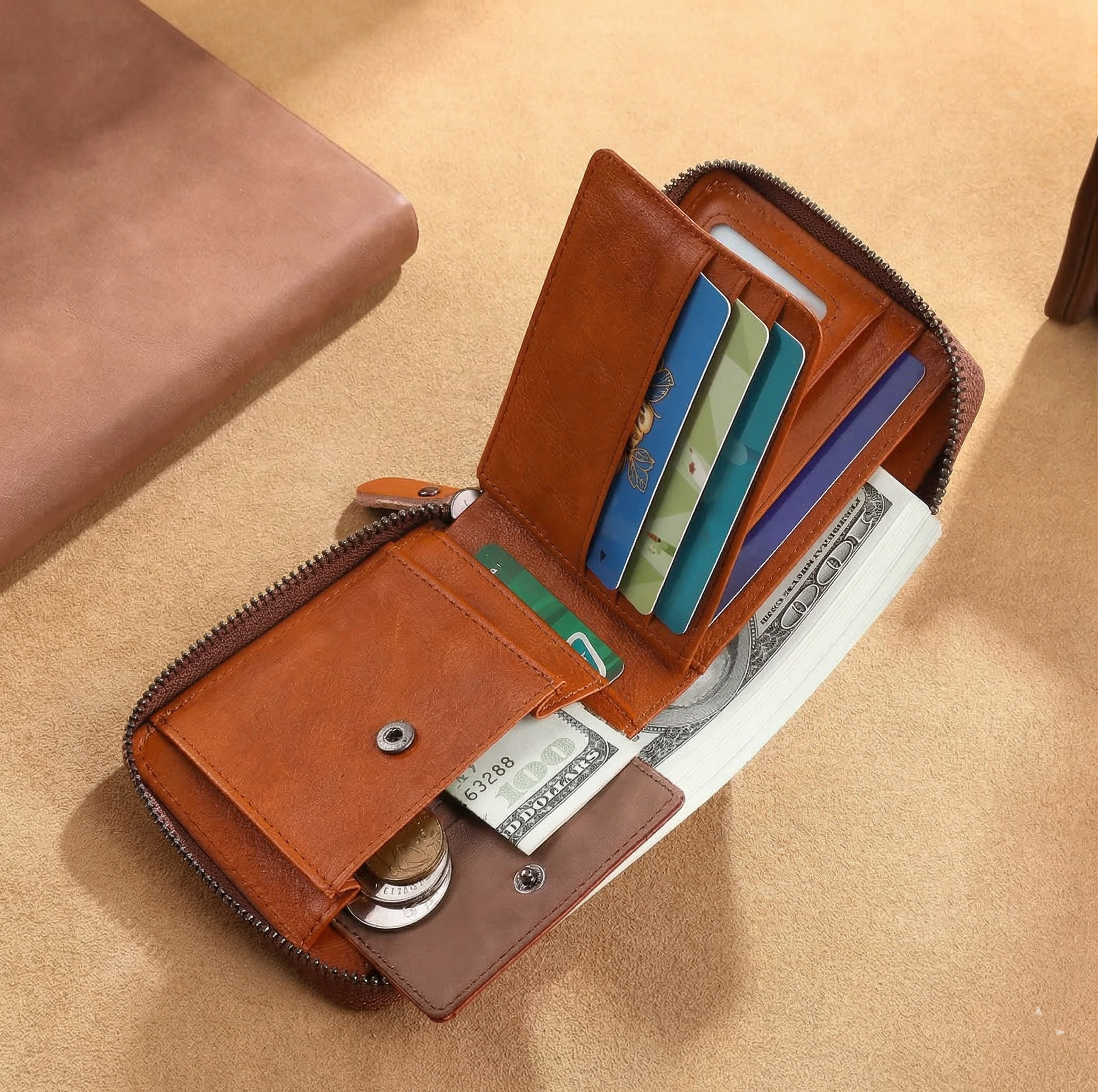 Leather Zipper Wallet