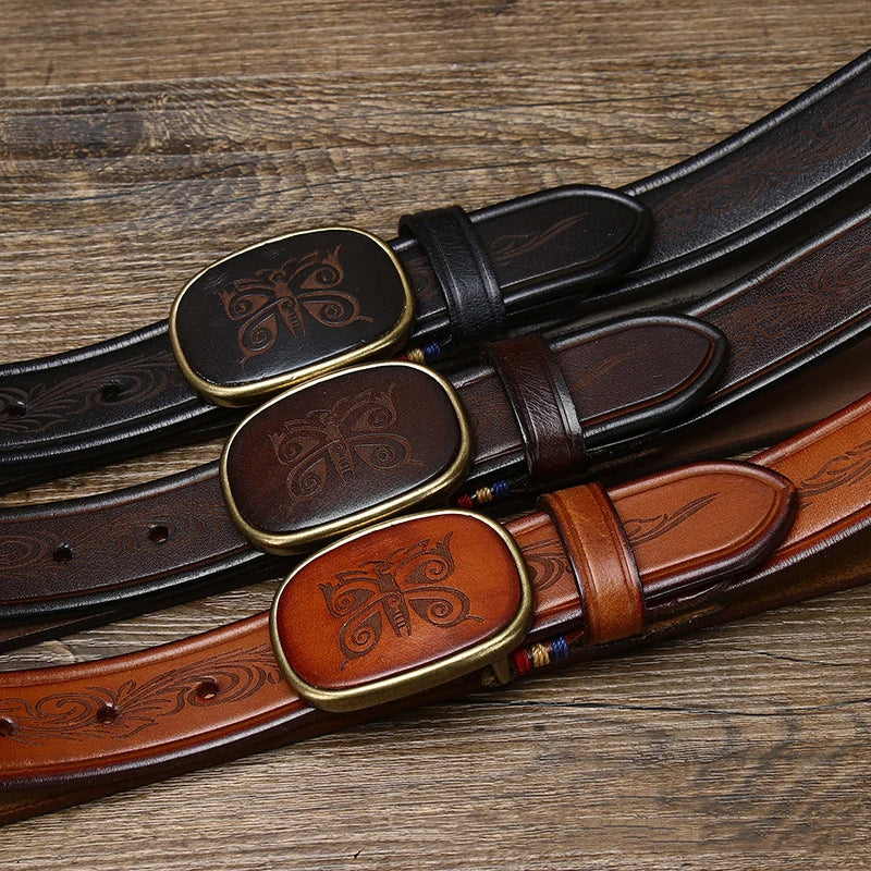Smooth Buckle Leather Belt