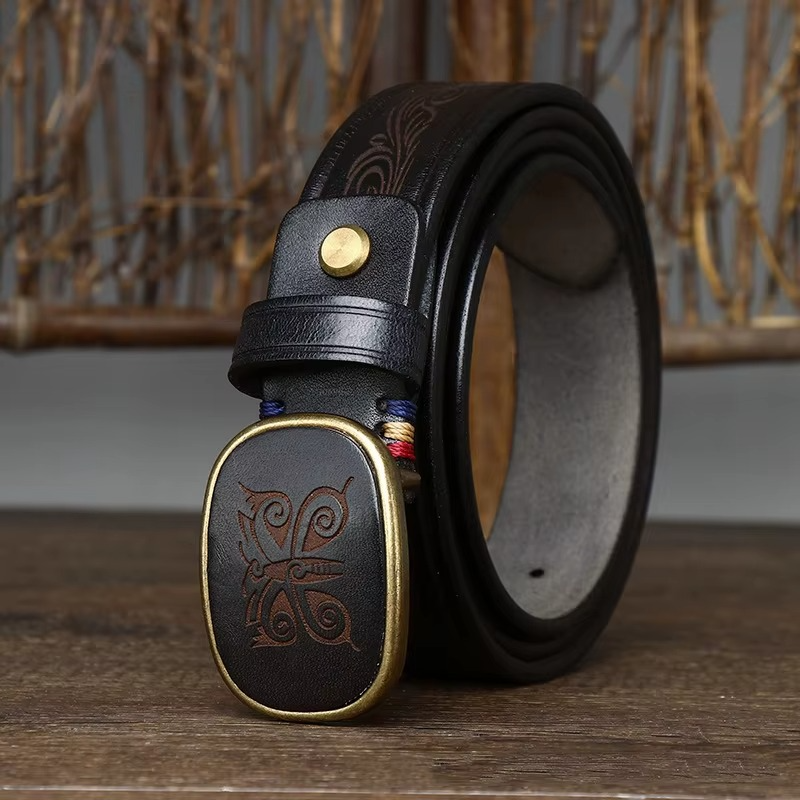Smooth Buckle Leather Belt