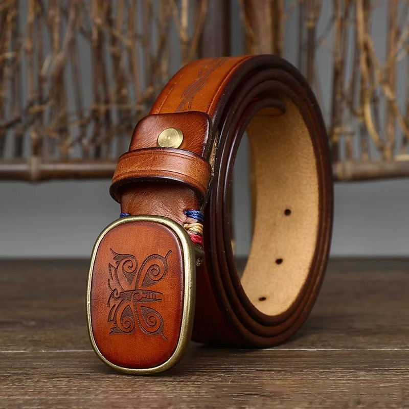 Smooth Buckle Leather Belt