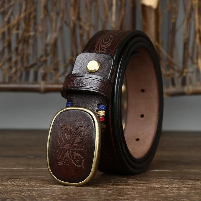 Smooth Buckle Leather Belt