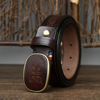 Smooth Buckle Leather Belt